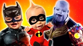 Incredibles 2 Jack Jack Halloween Costume Pretend Play and Shopping with Batman and Thanos