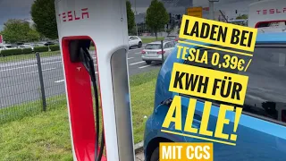 Laden am Tesla Supercharger für ALLE Elektroautos mit CCS ab 0,39€ pro kWh 2023