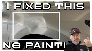 FENDER DENT FIXED [in a parking garage] WITH PDR (Paintless Dent Removal) Toyota Camry Fender