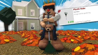 building a bloxburg house with MONEY I RAKED FROM LEAVES UPDATE...
