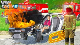 CAR CRASH ENTRAPMENT WHILE ON FIRE! | CAN WE MAKE BILLIONS? FARMING SIMULATOR 22