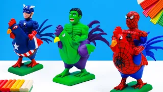 How to make rooster man mod superhero Spider man, Hulk, Captain America and Ironman with clay