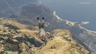 GTA V ragdoll/ Michael falls off a cliff