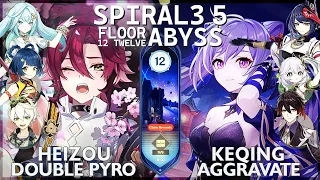 Heizou Double Pyro & Keqing Aggravate | Spiral Abyss 3.5 Floor 12 - 9 Stars Genshin impact