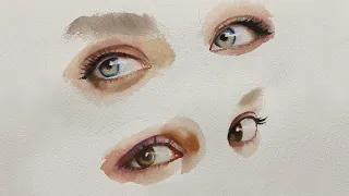 How to Paint Realistic Eye in Watercolor. Realtime beginner tutorials.