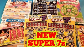 NEW SUPER 7s...LUCKY BONUS...GOLD 7s..COSMIC CASH..BLAZING 7s..SCRATCHCARDS