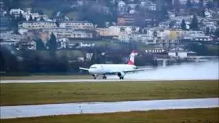 Innsbruck Airport takeoffs and landings | wet runway | LOWI/INN | Wintercharter