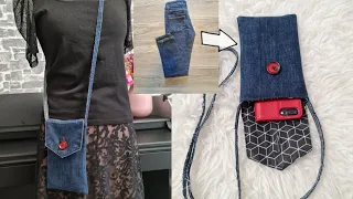 Jeans Smartphone Pouch DIY | Jeans Cellphone bag | Jeans recycle | Jeans Handtasche nähen