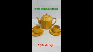 Teapot & cups from Popsicle sticks 🫖☕