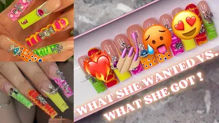 WHAT SHE WANTED VS. WHAT SHE GOT ! HOW TO MAKE PRESS ON NAILS THAT LOOK LIKE ACRYLIC! FOR BEGINNERS