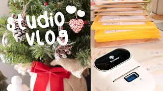 STUDIO VLOG | Christmas haul, pack orders and new label printer! ft.phomemo M110 | ASMR