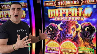 New BUFFALO TRIPLE POWER Slot EPIC JACKPOT - Las Vegas Slots