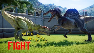 DINOSAUR 1 VS 1 FIGHTS: !!Spinosaurus VS Giganotosaurus!! Herbivores vs carnivores FIGHTS