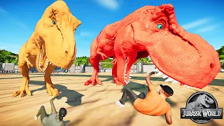 Colorful Tyrannosaurus Rex Vs Spider-Man Indoraptor Dinosaurs Fight 🌍Jurassic World Evolution