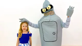 Nastya and her toy robot