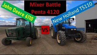 Mixer Battle John Deere 6110 VS New Holland TS110