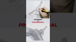 Beginner vs Professional Drawing Challenge Eiffel Tower Battle #shorts #challenge #art