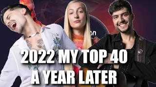Eurovision 2022 | My Top 40 A Year Later