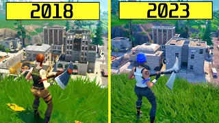 Fortnite 2018 Unreal Engine 4 vs 2023 Unreal Engine 5 Original Map Graphics Comparison