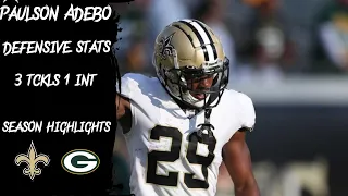 New Orleans Saints-Paulson Adebo Vs Green Bay Packers Week 1 Season Highlights