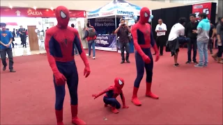 Spiderman twins doing acrobatics