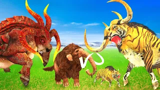 Zombie Bull vs Tiger Bull Fight Baby Bull Cow Cartoon Saved By Woolly Mammoth Elephant Animal Revolt