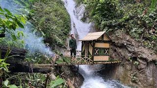 How To Build Bamboo House, on the majestic Waterfall, Bushcraft Building Life / King Of Satyr #19