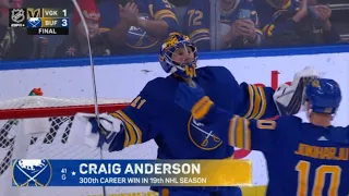 Craig Anderson Congratulated For 300th Career Win