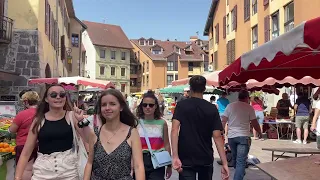 Morning market in Annecy, France June 2022