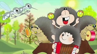 Четыре Ежика - мультик с песней - Наталия Лансере | детские песни / Four hedgehogs children songs