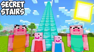 Peppa Pig Climbing Up Hidden Staircase In Minecraft