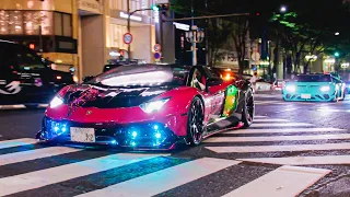 【爆音加速!!】ド派手なスーパーカー達が深夜の街に登場!!(1080p/60fps)/Cstom supercars sound!!