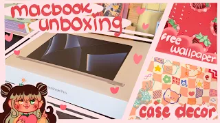 macbook pro m2 unboxing aesthetic ✨💻 setup, decor, accessories, and free wallpaper