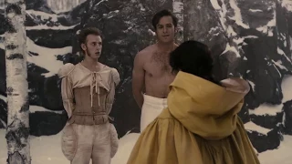 Romantic encounter! Snow White saved the Prince and his follower tied by the Dwarves