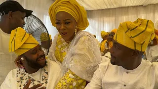 LIZ DA SILVA GREETS FEMI ADEBAYO AND MERCY AIGBE AT ADEKAZ BABA ADINNI TURBANING