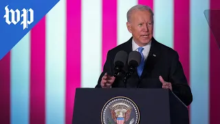 Biden calls out Putin in speech on last day in Europe