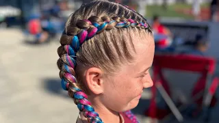 Pink & Blue Dutch Braids