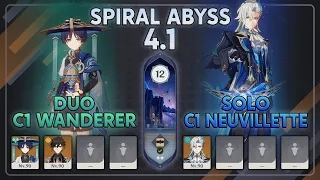 C1 Wanderer Duo & C1 Neuvillette Solo l Spiral Abyss 4.1 Floor 12 - Genshin Impact