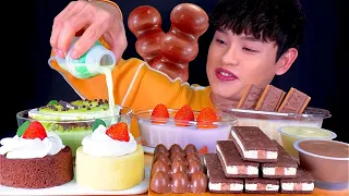 ASMR 홈플러스빵가게 털어옴😋말차케이크 초콜릿 티라미수 푸딩 크림초코바 먹방~! Green Tea Cake Choco Tiramisu Milk Choco Bar MuKBang!