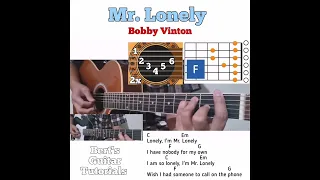 Mr. Lonely - Bobby Vinton guitar chords w/ lyrics & plucking tutorial