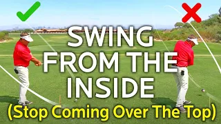STOP COMING OVER THE TOP & LEARN AN INSIDE OUT SWING PATH (Simple Drill)