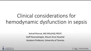 Clinical Considerations for Hemodynamic Dysfunction in Sepsis