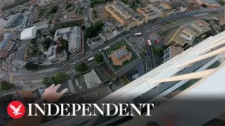 Daredevil free solo climber scales 36-storey London tower