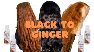 HOW TO DYE YOUR BLACK WIG TO GINGER | WATER COLOUR METHOD | FRENCH COGNAC ADORE DYE