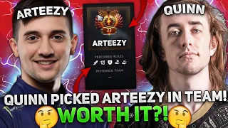 QUINN picked ARTEEZY in TEAM! WORTH IT?! | QUINN plays DRAGON KNIGHT MID in 12100 MMR GAME!