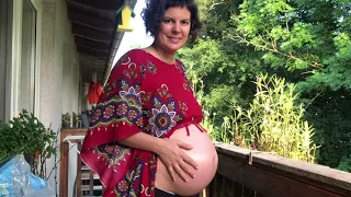 twin pregnancy, belly bump from 2 to 8 months