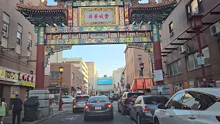 Driving Around Chinatown in Philadelphia - Very Nice City Hardly Any Traffic and No Illegal Scooters