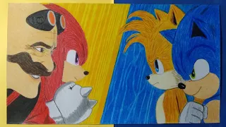 Dibujando a Eggman, Knuckles, Tails y Sonic | Sonic 2 | Drawing Eggman, Knuckles, Tails and Sonic