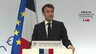 Macron addresses French community in China