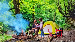 Camping Overnight Near River - ASMR No Talking - Camping and Cooking Sounds